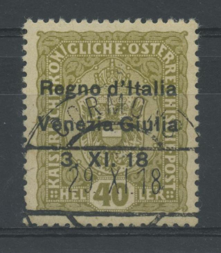 OCCUPAZIONI VENEZIA GIULIA 1918 40H.(originale) 2 US.