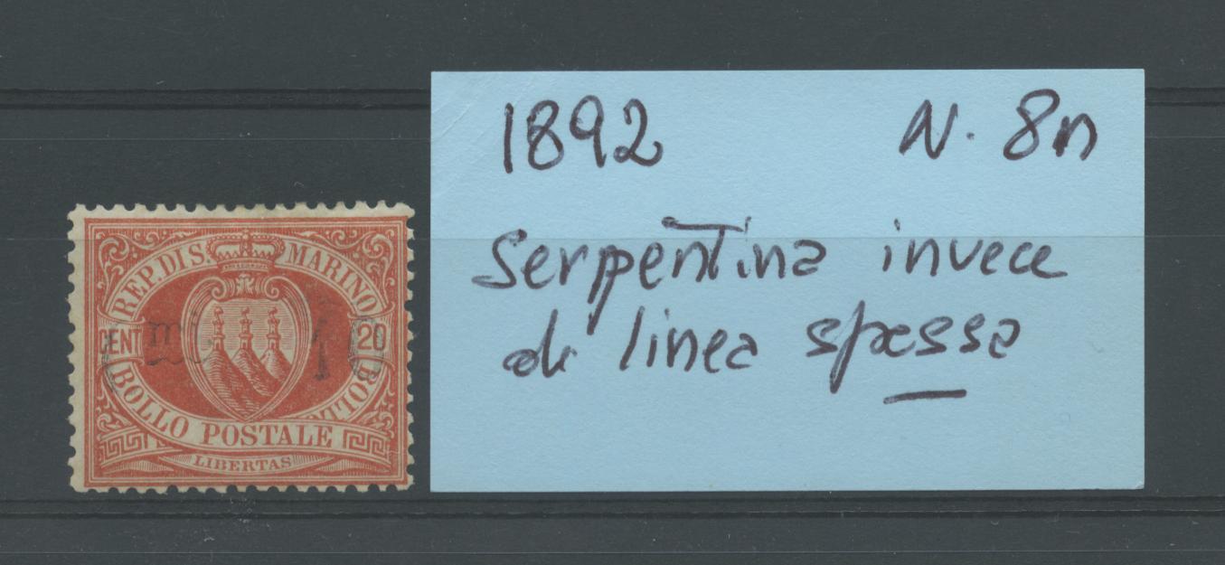 Scansione lotto: SAN MARINO 1892 10C. SU 20C. N.10n 2 *