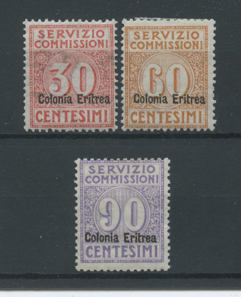 Scansione lotto: COLONIE ERITREA 1916 COMMISSIONI 3V. * CENTRATO