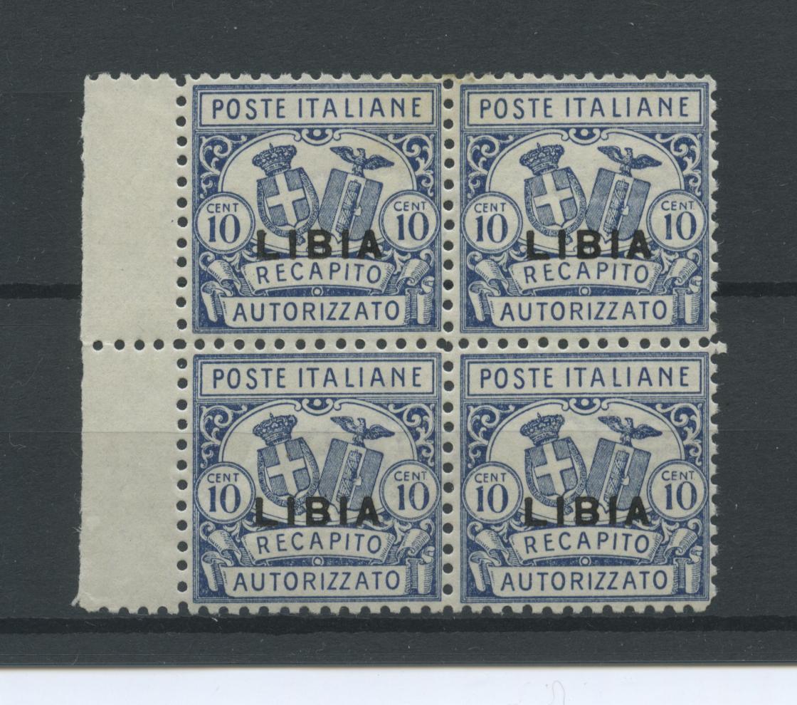 Scansione lotto: COLONIE LIBIA 1929 RECAPITO N.1 QUARTINA ** LUSSO