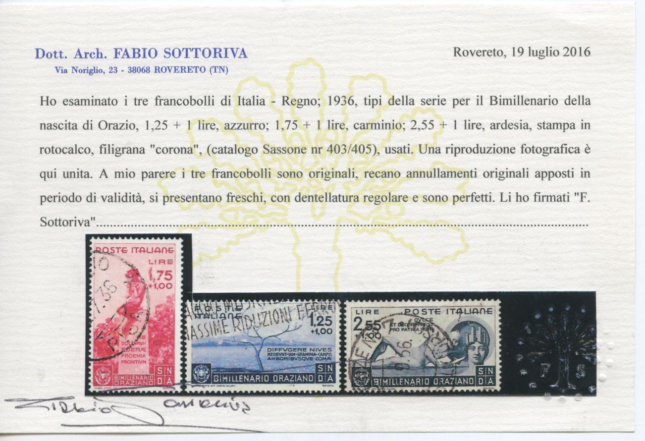 Scansione lotto: REGNO 1936 ORAZIO P.O. 8V.(originale) 4 US.  CERT.