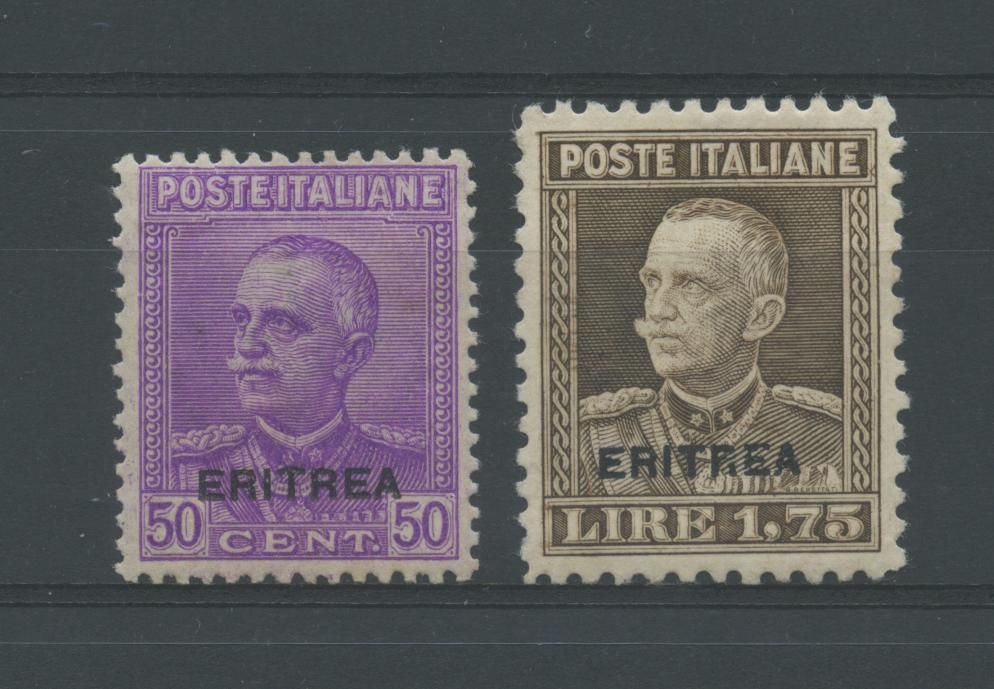 Scansione lotto: COLONIE ERITREA 1928 50C. E L.1,75 ** LUSSO