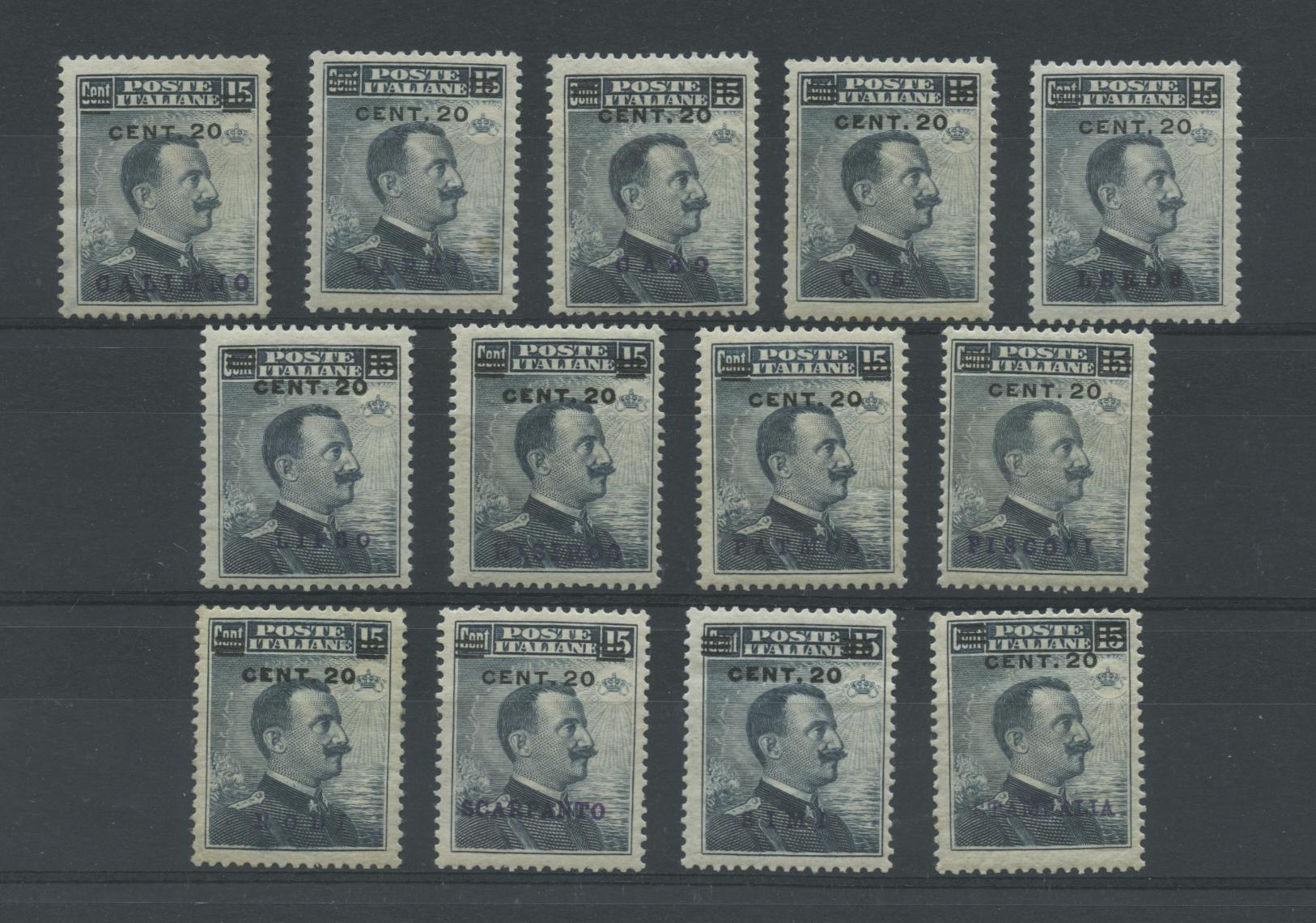 Scansione lotto: COLONIE EGEO 1916 20C. SU 15C. 13V. **