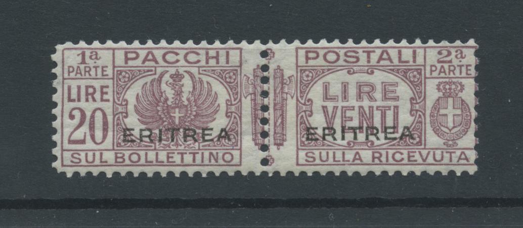 Scansione lotto: COLONIE ERITREA 1927/37 PACCHI L.20 N.32 2 **  CERT.