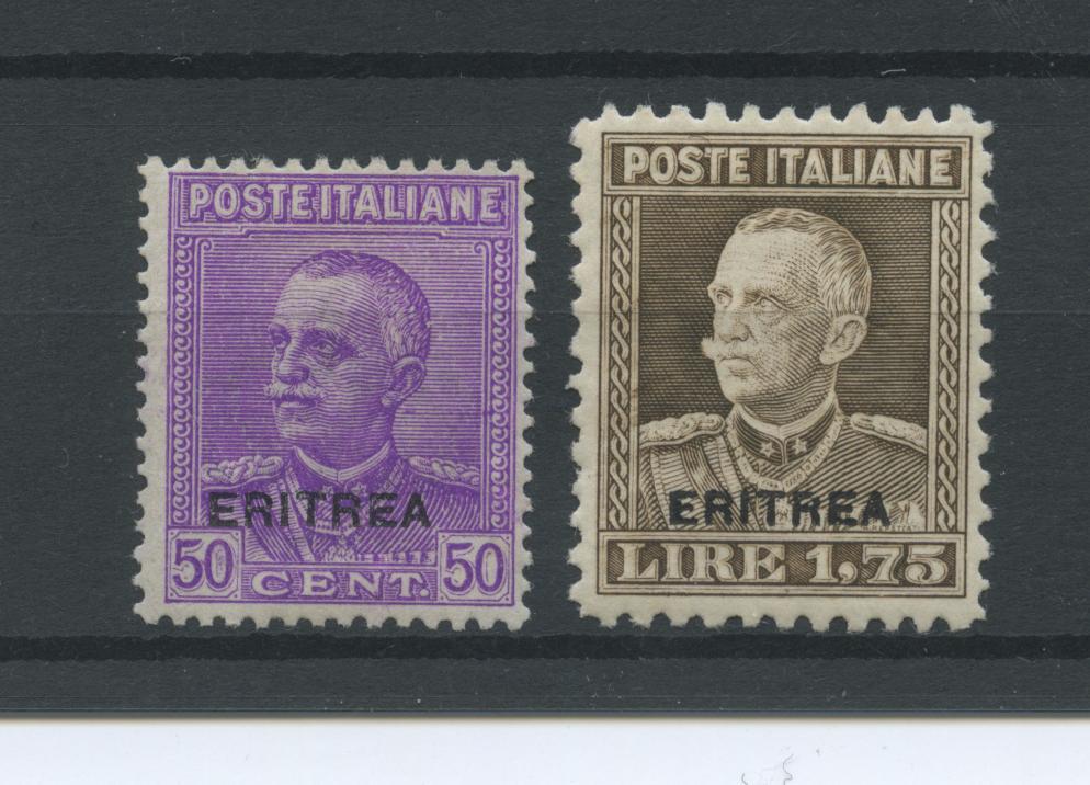 Scansione lotto: COLONIE ERITREA 1928 50C. E L.1,75 3 ** CENTRATO