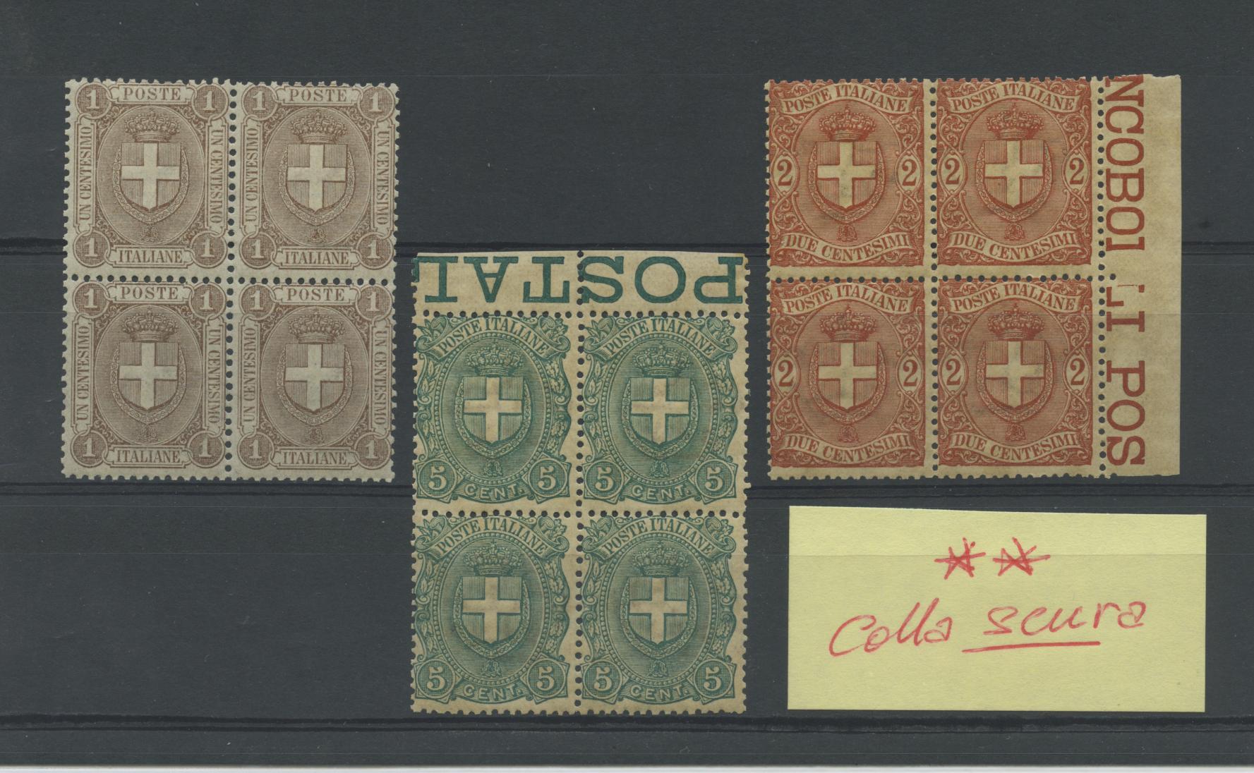 Scansione lotto: REGNO 1896/7 STEMMI 3V. QUARTINA ** CENTRATO