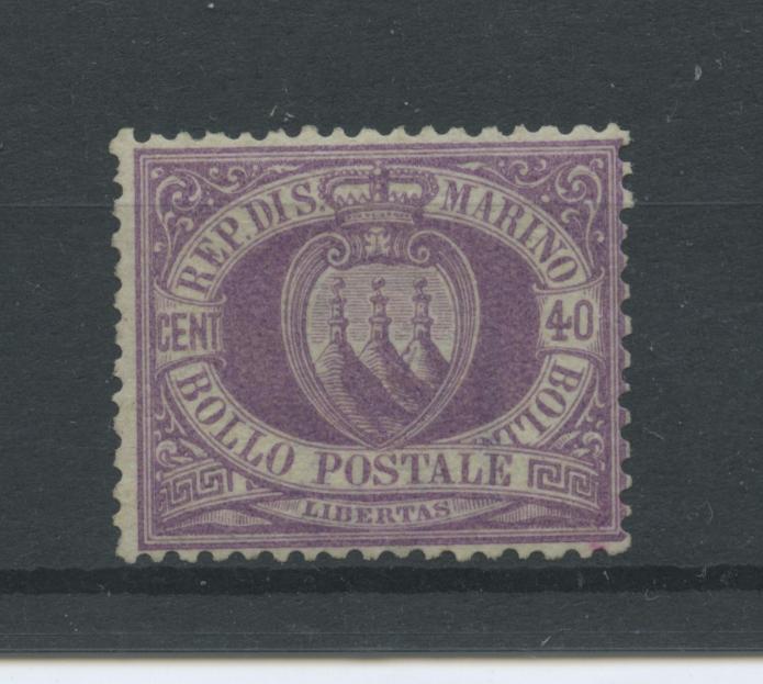 Scansione lotto: SAN MARINO 1877 40C. LILLA ** CENTRATO CERT.