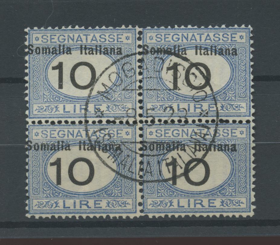 Scansione lotto: COLONIE SOMALIA 1926 TASSE L.10 QUARTINA US.