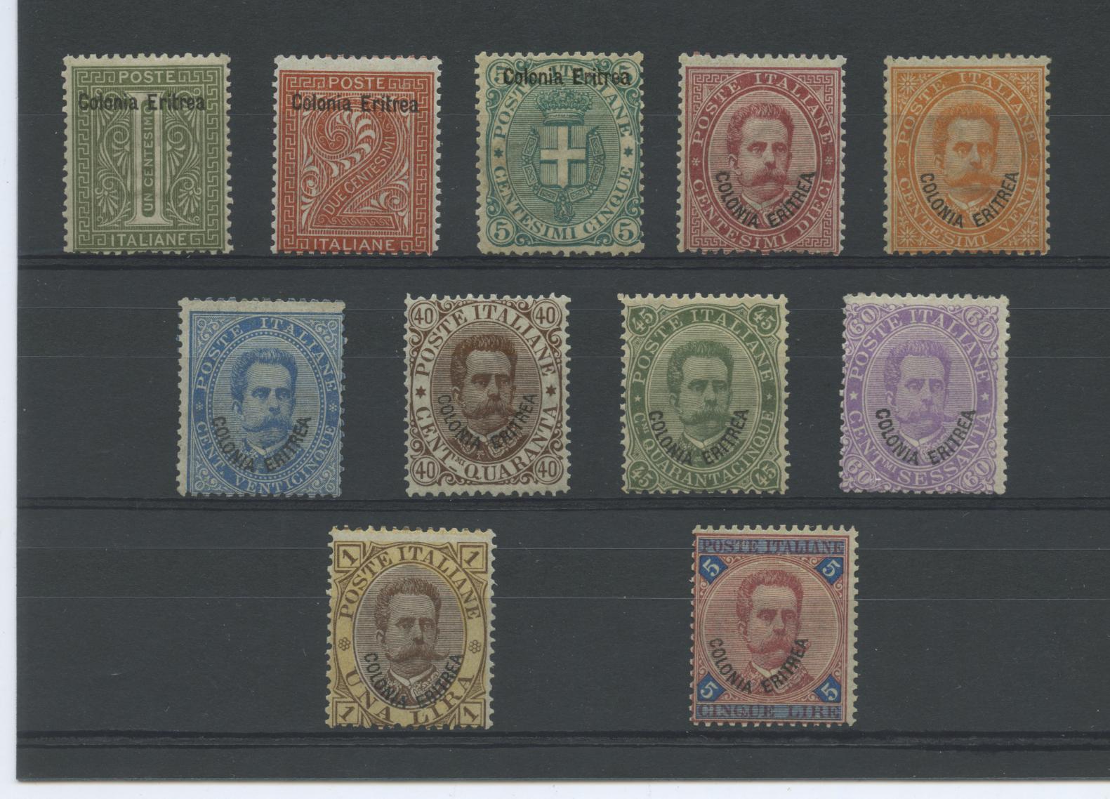 Scansione lotto: COLONIE ERITREA 1893 SOVR. 11V. 5 **  CERT.