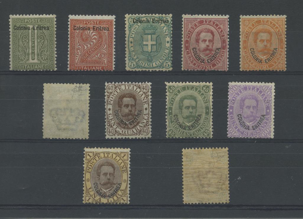 Scansione lotto: COLONIE ERITREA 1893 SOVR. 11V. 5 **  CERT.