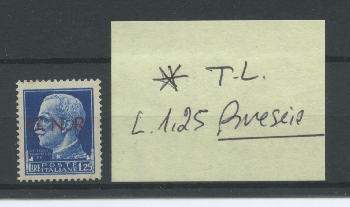 Scansione lotto: RSI E LUOGOTENENZA 1944 L.1,25 GNR BS * LUSSO CERT.