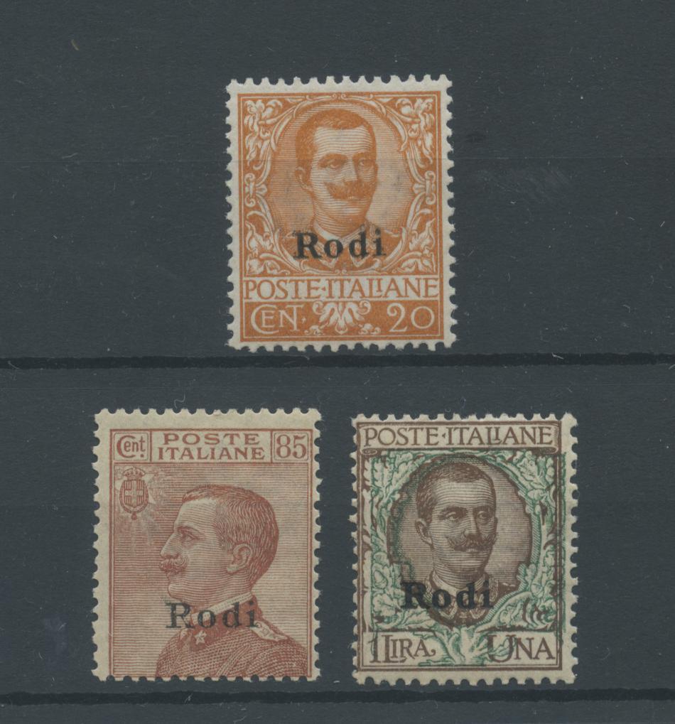 Scansione lotto: COLONIE EGEO 1916/23 RODI SOVR. 3V. ** CENTRATO