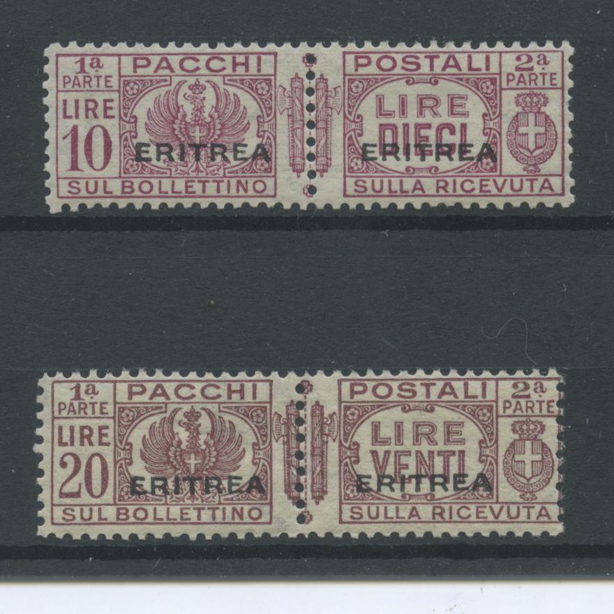 Scansione lotto: COLONIE ERITREA 1927/37 PACCHI L.10 E L.20 4 **  CERT.