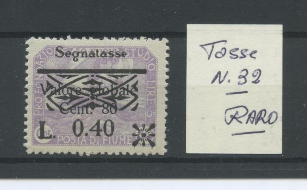 Scansione lotto: OCCUPAZIONI FIUME 1921 TASSE N.32 ** LUSSO CERT.