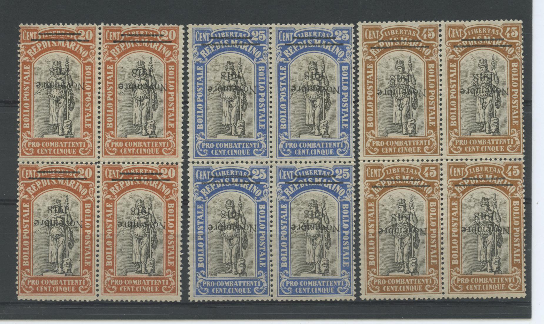 Scansione lotto: SAN MARINO 1918 N.63/5 SOVR. ROVESCIATA X4 SG