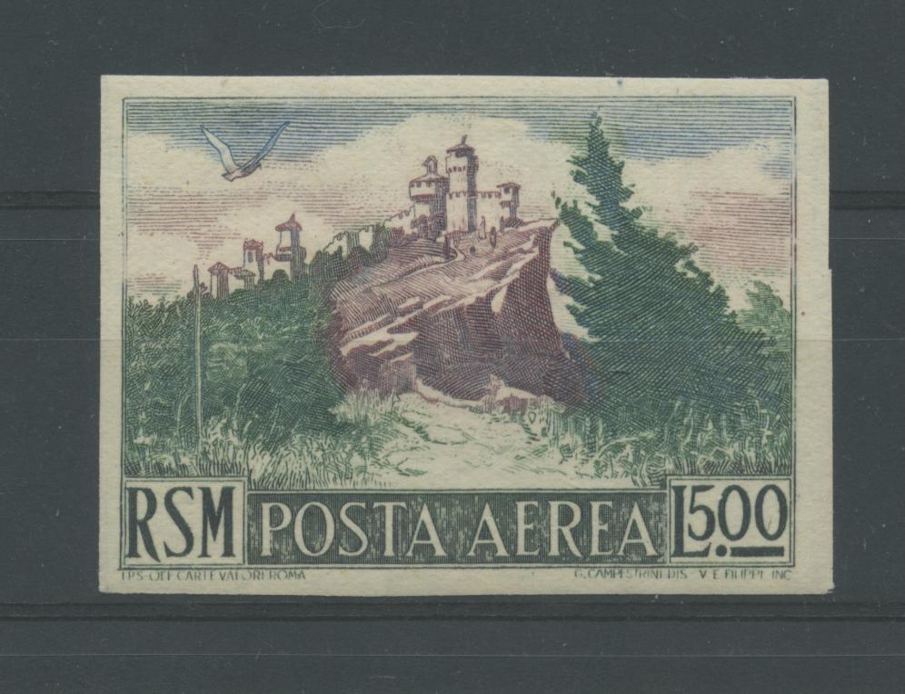 Scansione lotto: SAN MARINO 1950 POSTA AEREA L.500 NON DENT. **  CERT.