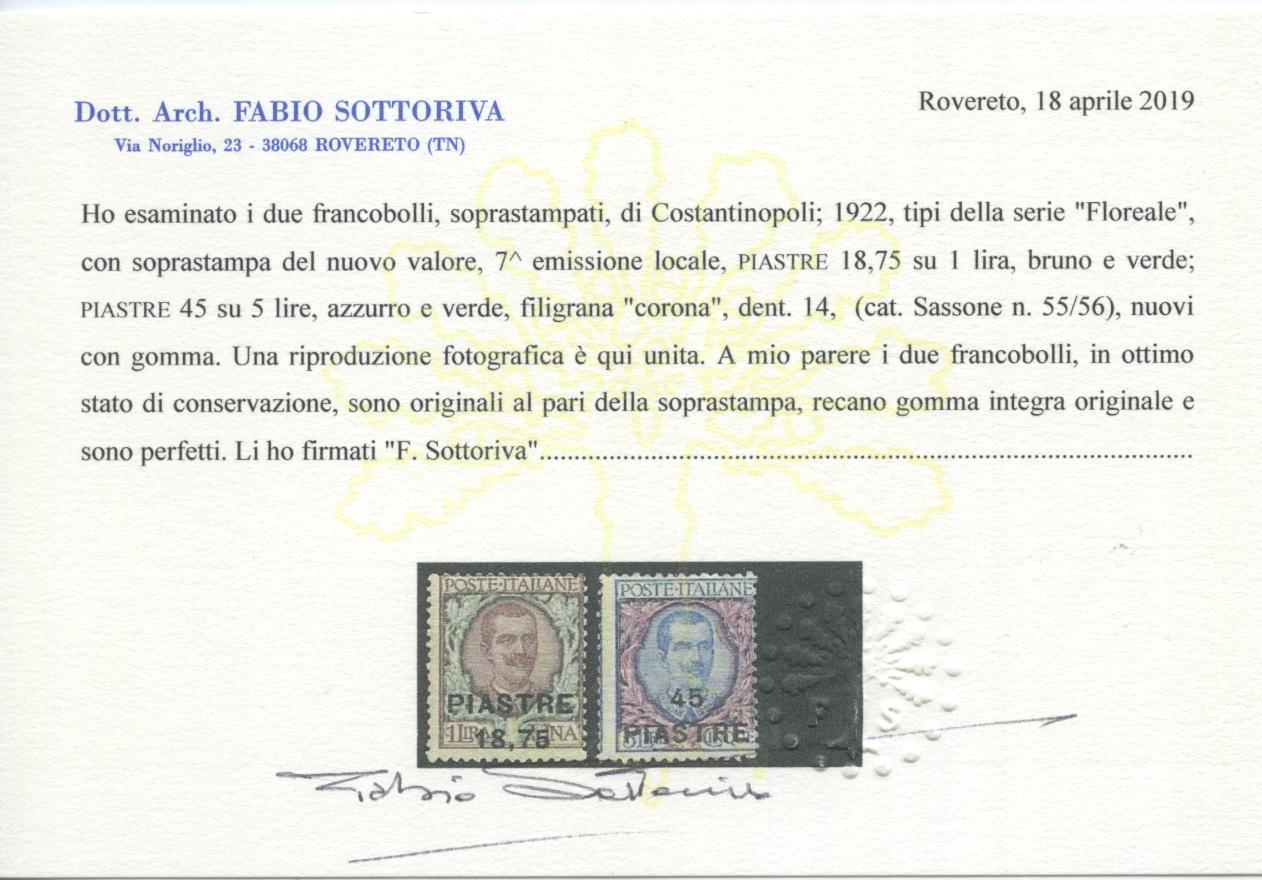 Scansione lotto: OCCUPAZIONI COSTANTINOPOLI 1922 N.47/57 2 **  CERT.