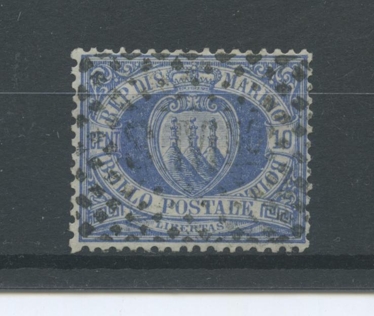 Scansione lotto: SAN MARINO 1877 10C. OLTREMARE 2 US. CENTRATO