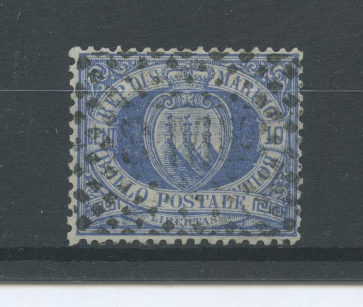 Scansione lotto: SAN MARINO 1877 10C. OLTREMARE 2 US. CENTRATO