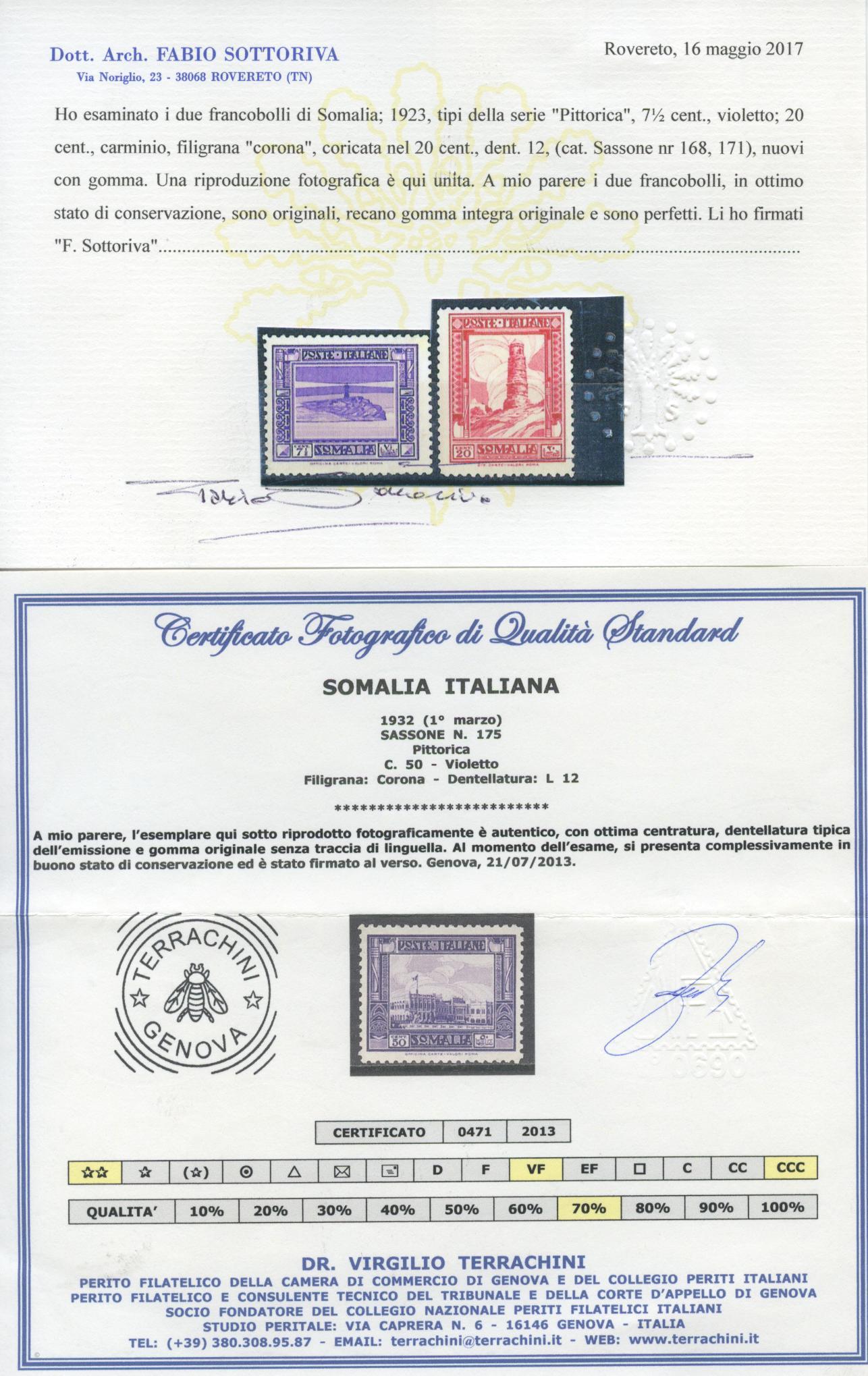 Scansione lotto: COLONIE SOMALIA 1932 PITTORICA 18V. **  CERT.