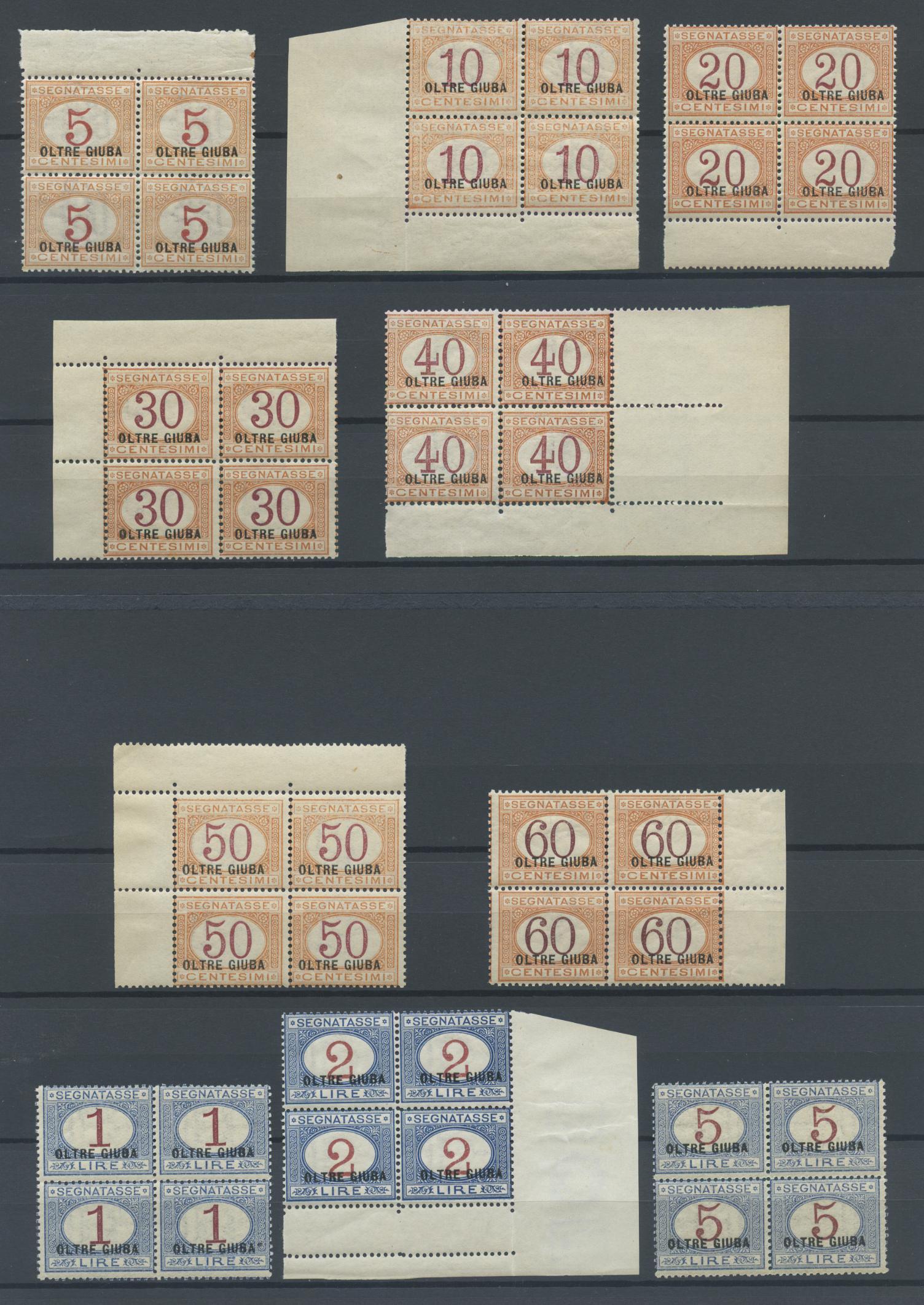 Scansione lotto: COLONIE OLTREGIUBA 1925 TASSE 10V. QUARTINA ** LUSSO