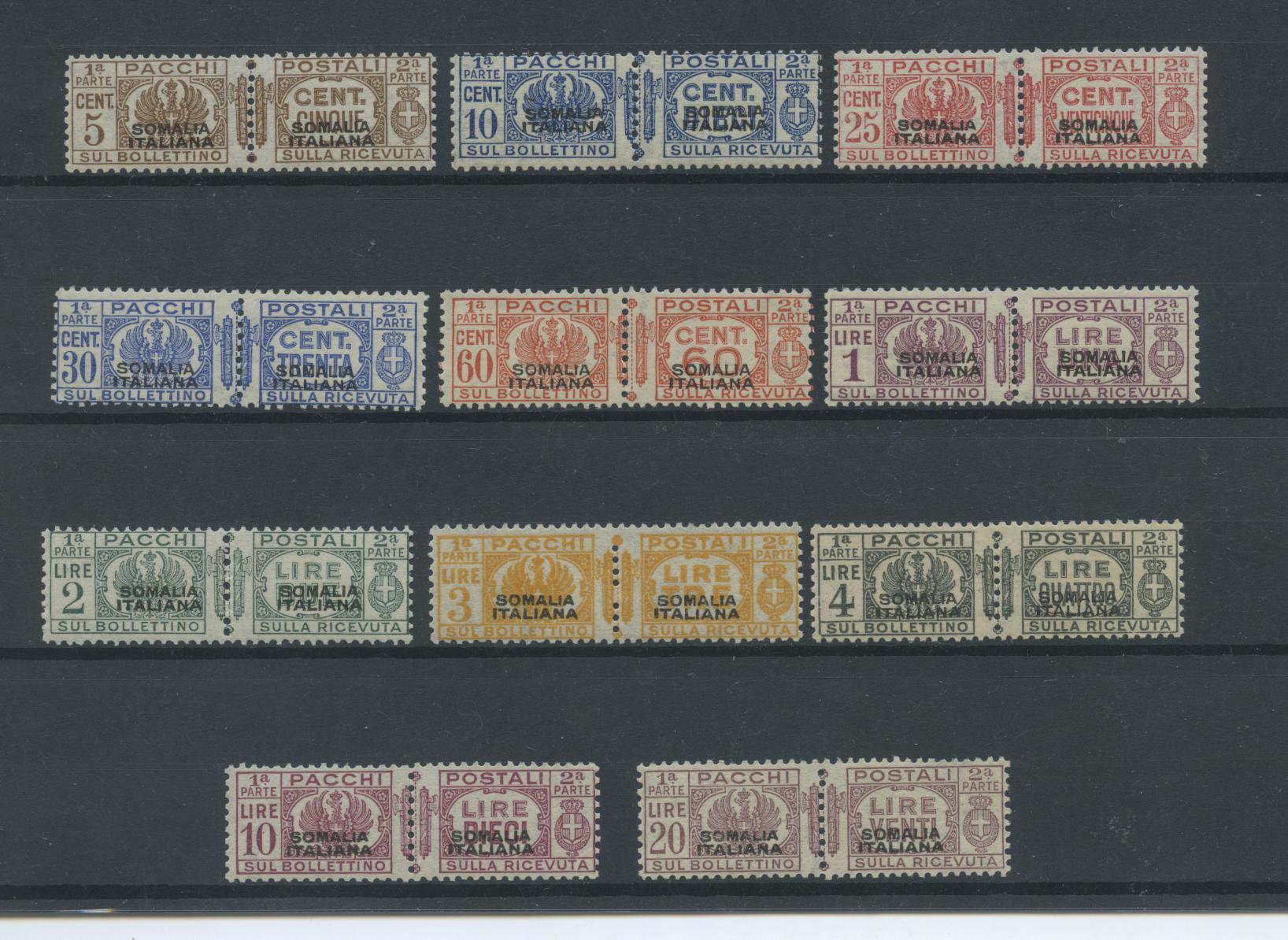 Scansione lotto: COLONIE SOMALIA 1928/41 PACCHI 11V. ** CENTRATO CERT.