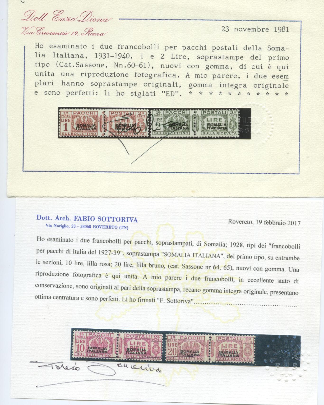 Scansione lotto: COLONIE SOMALIA 1928/41 PACCHI 11V. ** CENTRATO CERT.
