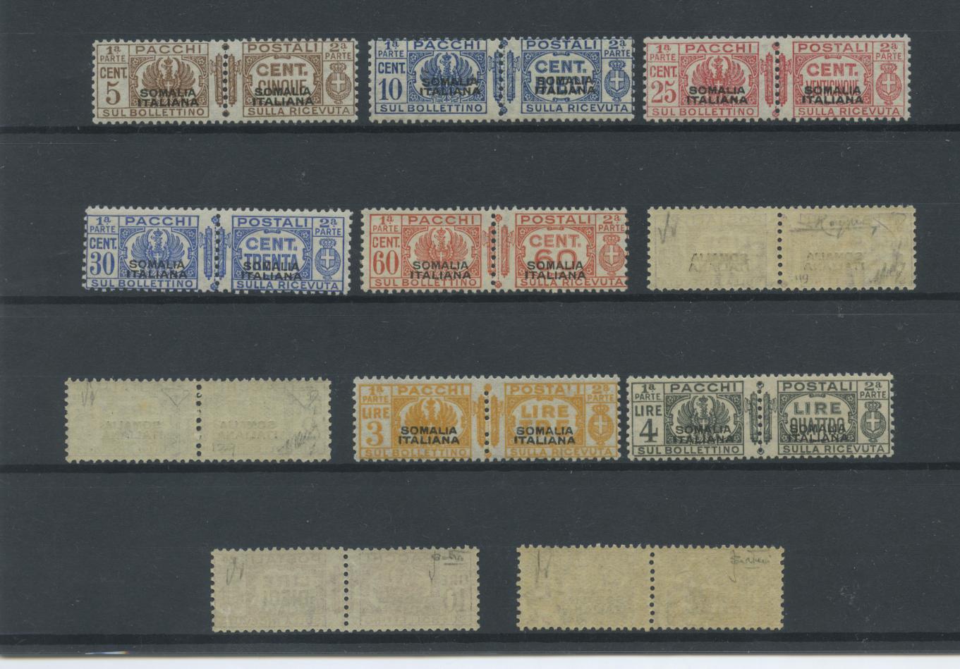 Scansione lotto: COLONIE SOMALIA 1928/41 PACCHI 11V. ** CENTRATO CERT.