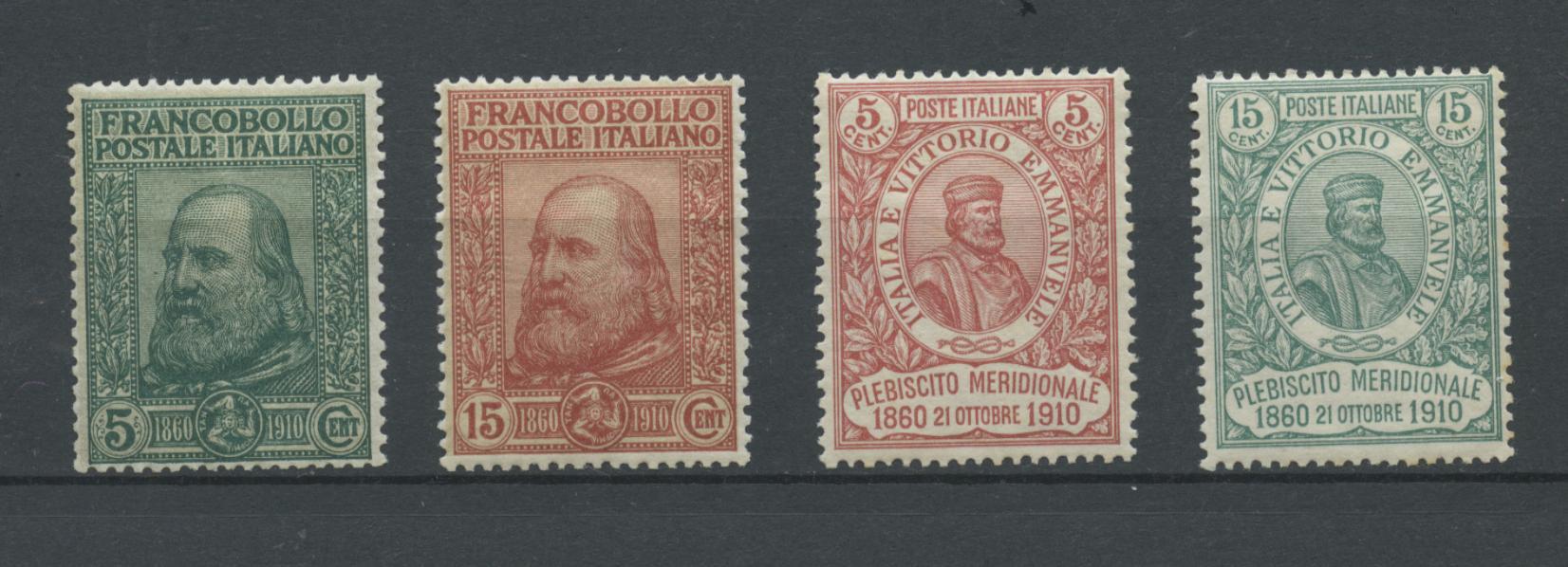 Scansione lotto: REGNO 1910 GARIBALDI 4V. ** LUSSO CERT.