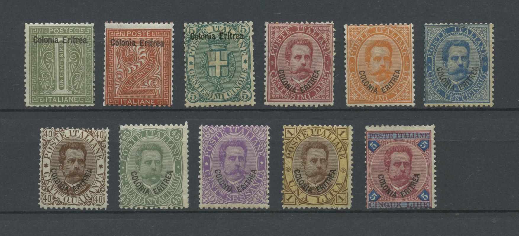 Scansione lotto: COLONIE ERITREA 1893 SOVR. 11V. 6 **  CERT.