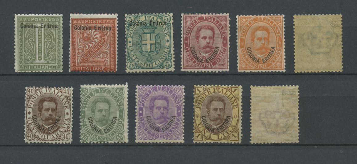 Scansione lotto: COLONIE ERITREA 1893 SOVR. 11V. 6 **  CERT.