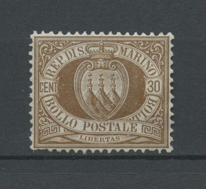 Scansione lotto: SAN MARINO 1877 30C. 3 ** LUSSO CERT.