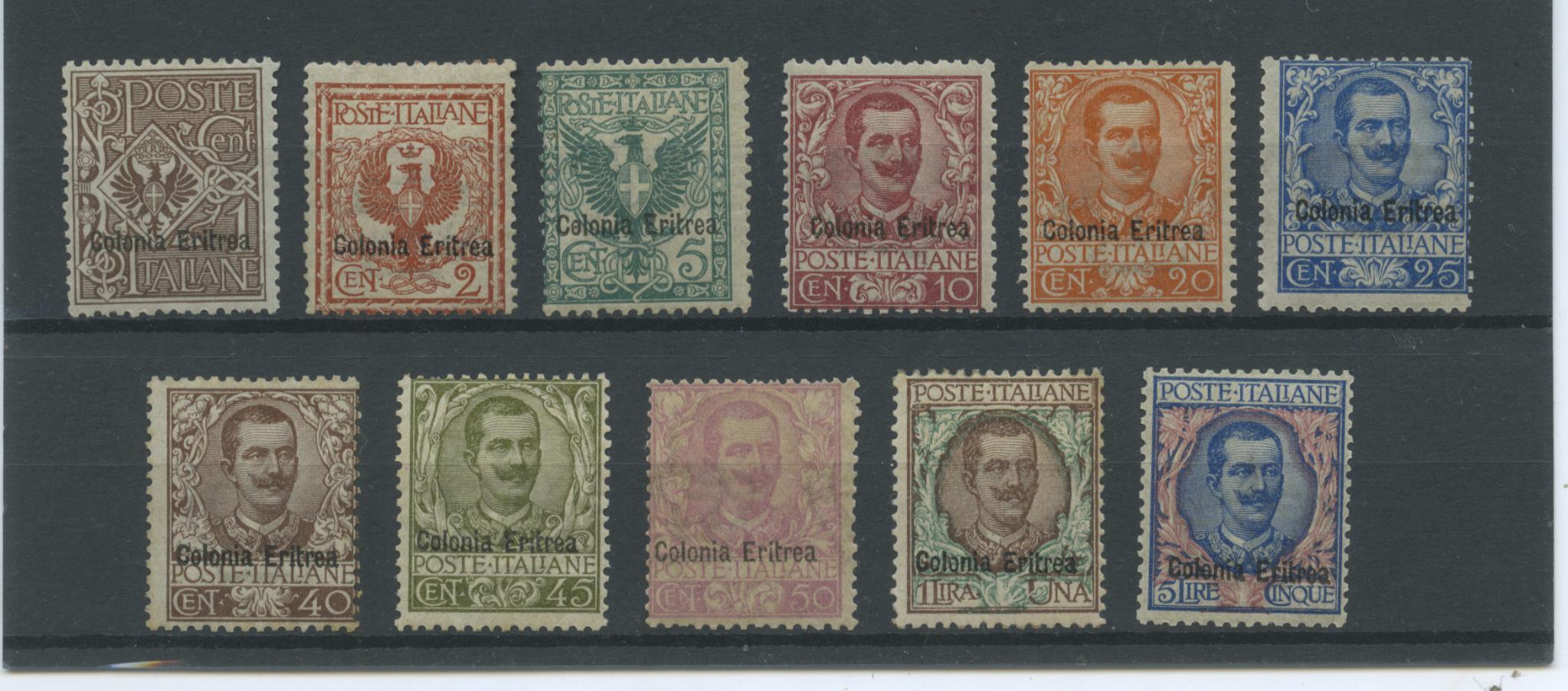 Scansione lotto: COLONIE ERITREA 1903 FLOREALE 11V. 3 **  CERT.