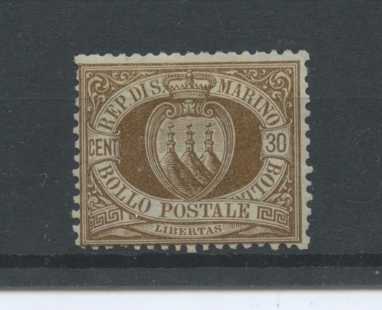 Scansione lotto: SAN MARINO 1877 30C. 3 ** CENTRATO CERT.