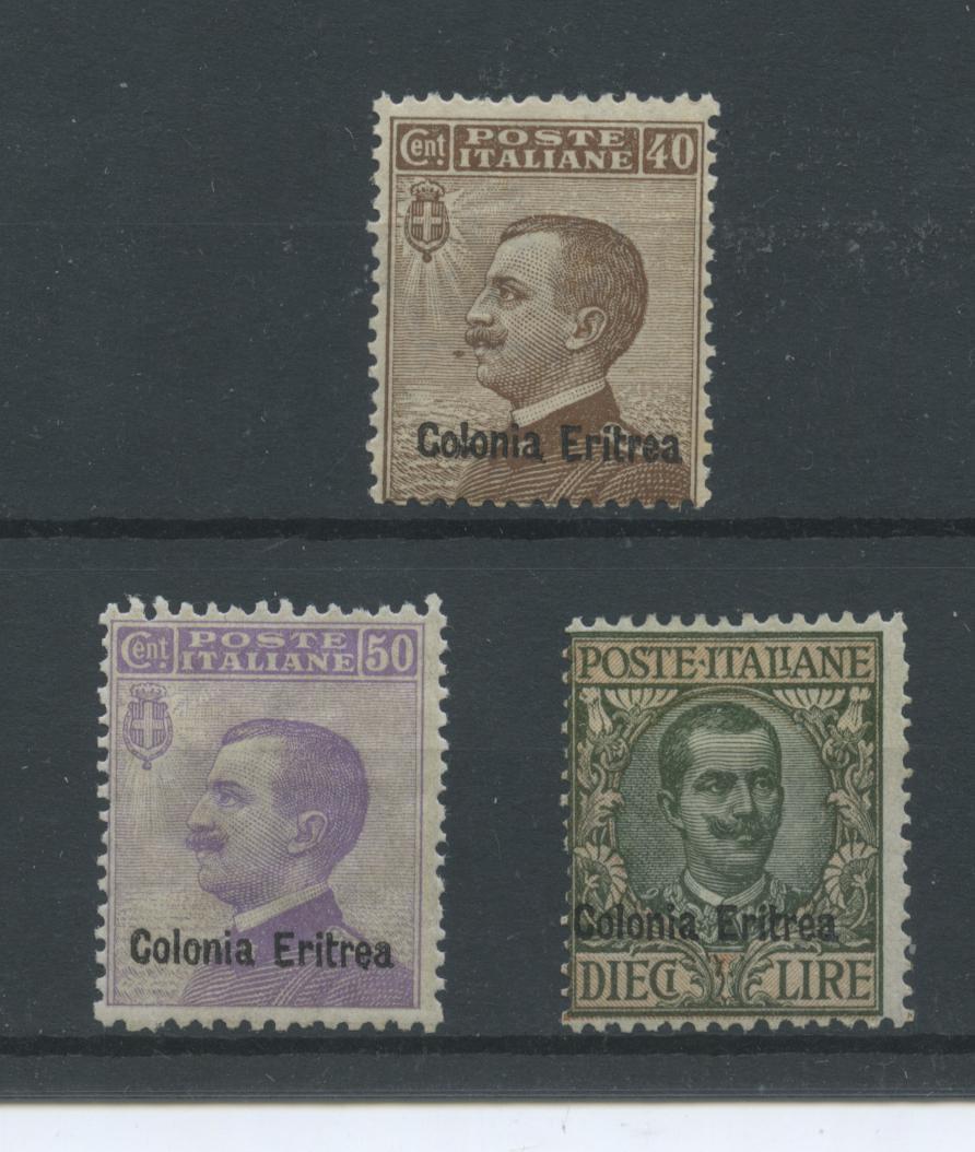 Scansione lotto: COLONIE ERITREA 1916 SOVR. 3V. 2 **  CERT.