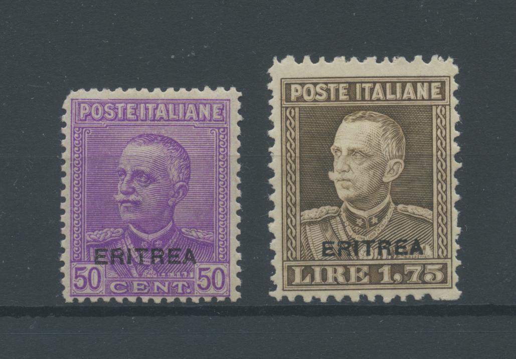 Scansione lotto: COLONIE ERITREA 1928 50C. E L.1,75 ** CENTRATO