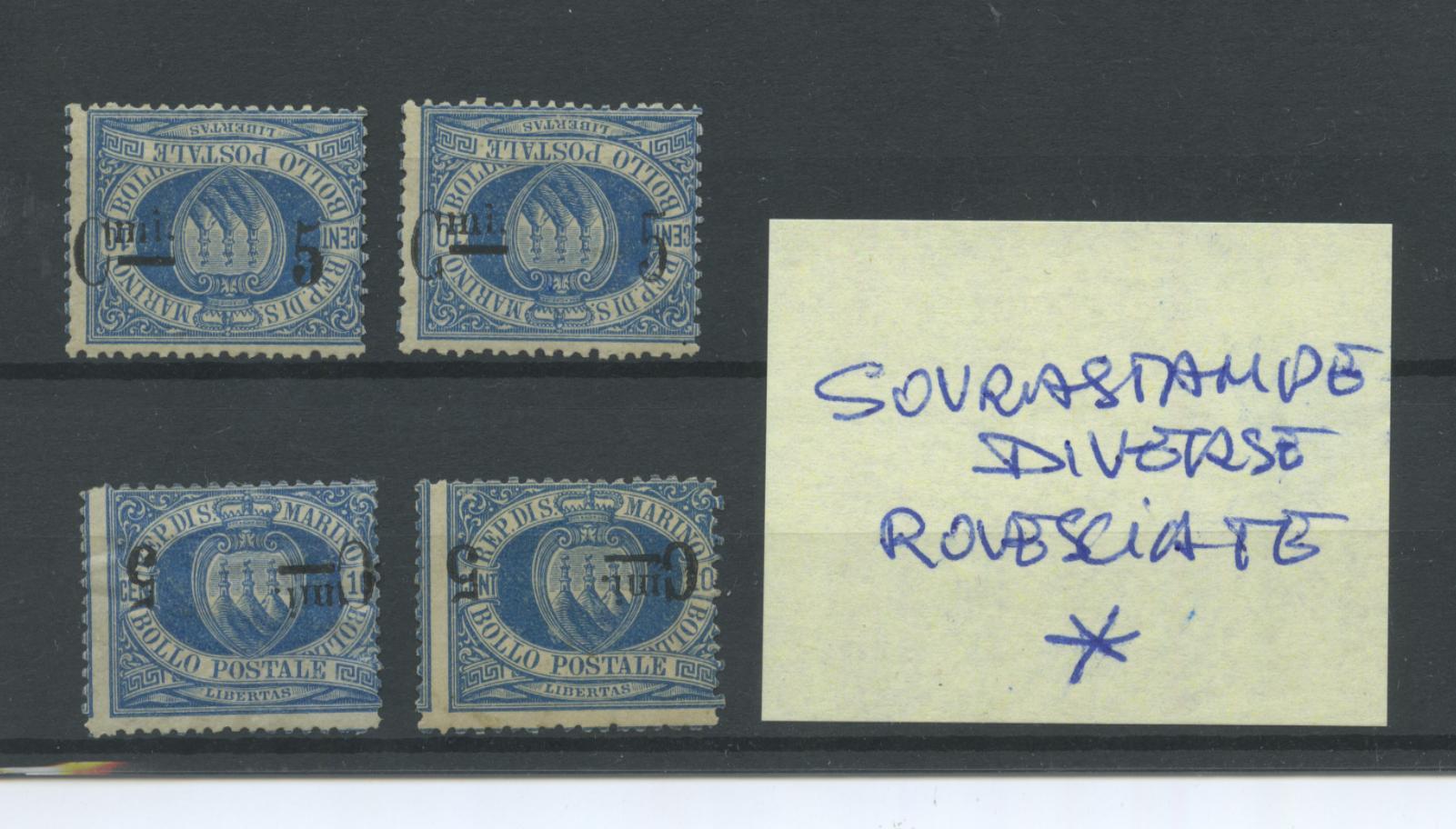 Scansione lotto: SAN MARINO 1892 5C. SU 10C. N.8(rovesciato) 4V. *