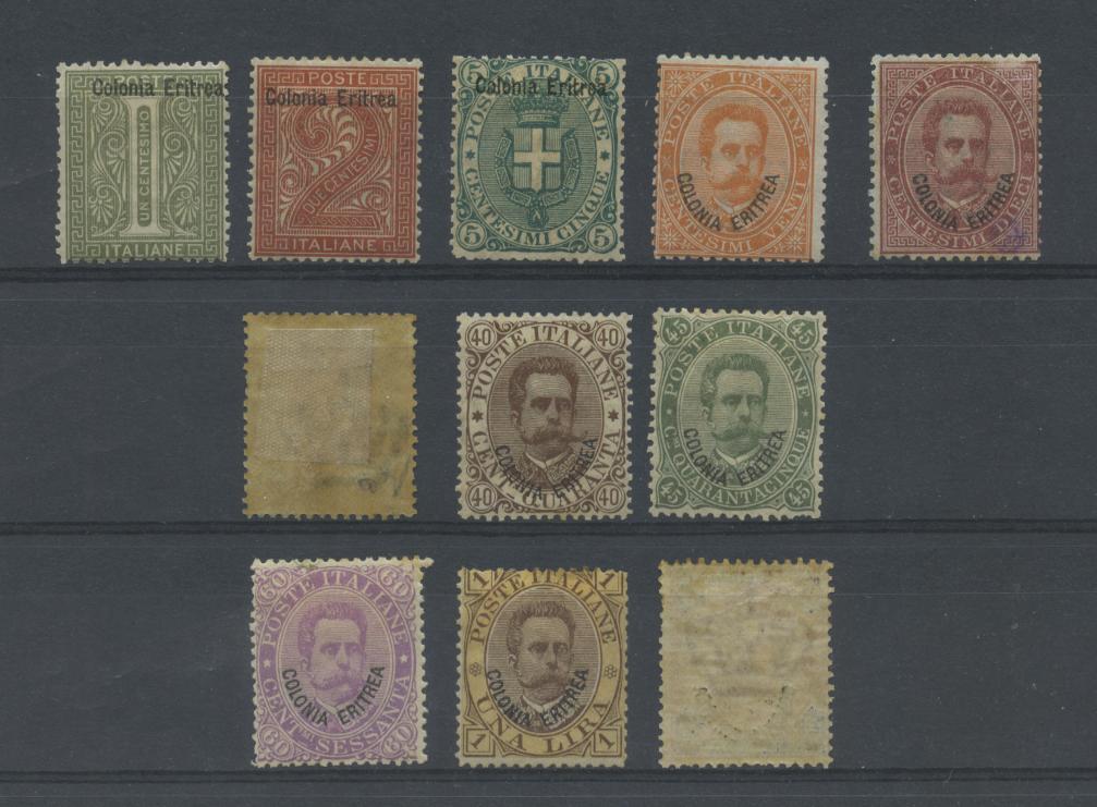 Scansione lotto: COLONIE ERITREA 1893 SOVR. 11V. 2 * CENTRATO CERT.