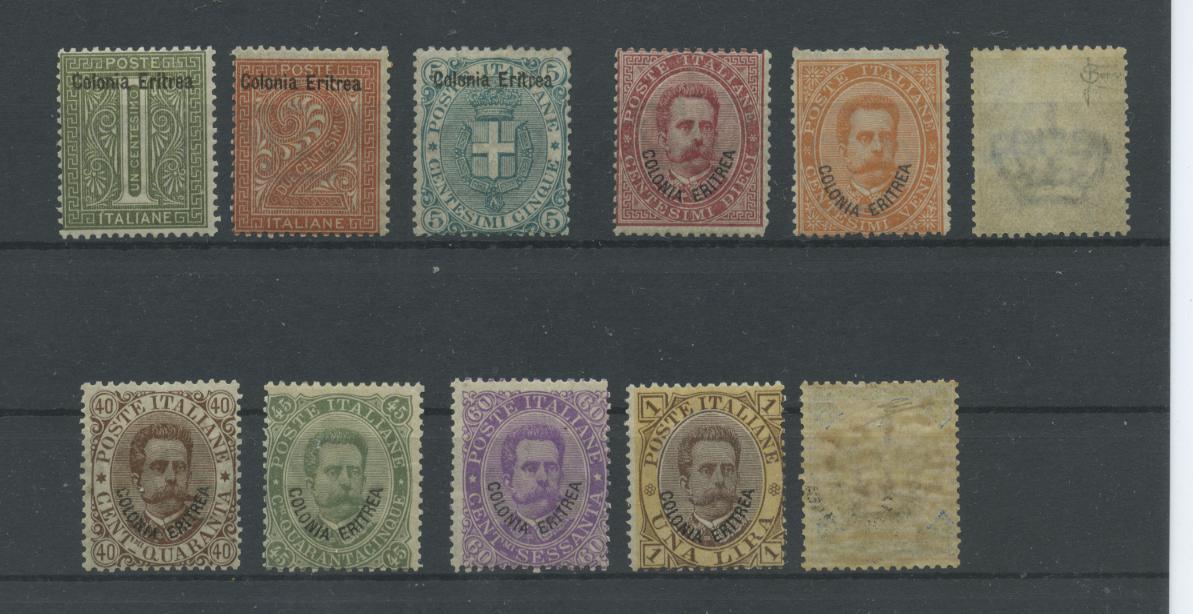 Scansione lotto: COLONIE ERITREA 1893 SOVR. 11V. 3 **  CERT.