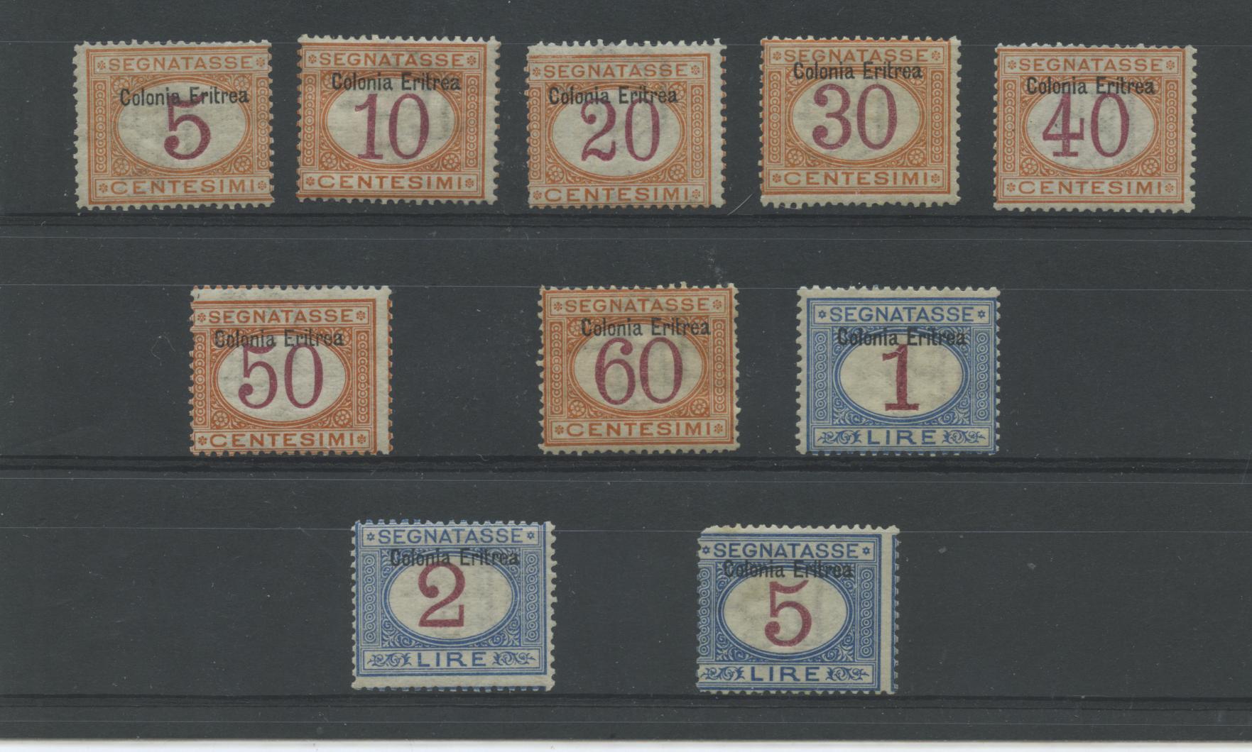 Scansione lotto: COLONIE ERITREA 1903 TASSE 10V. (SENZA L.10) **