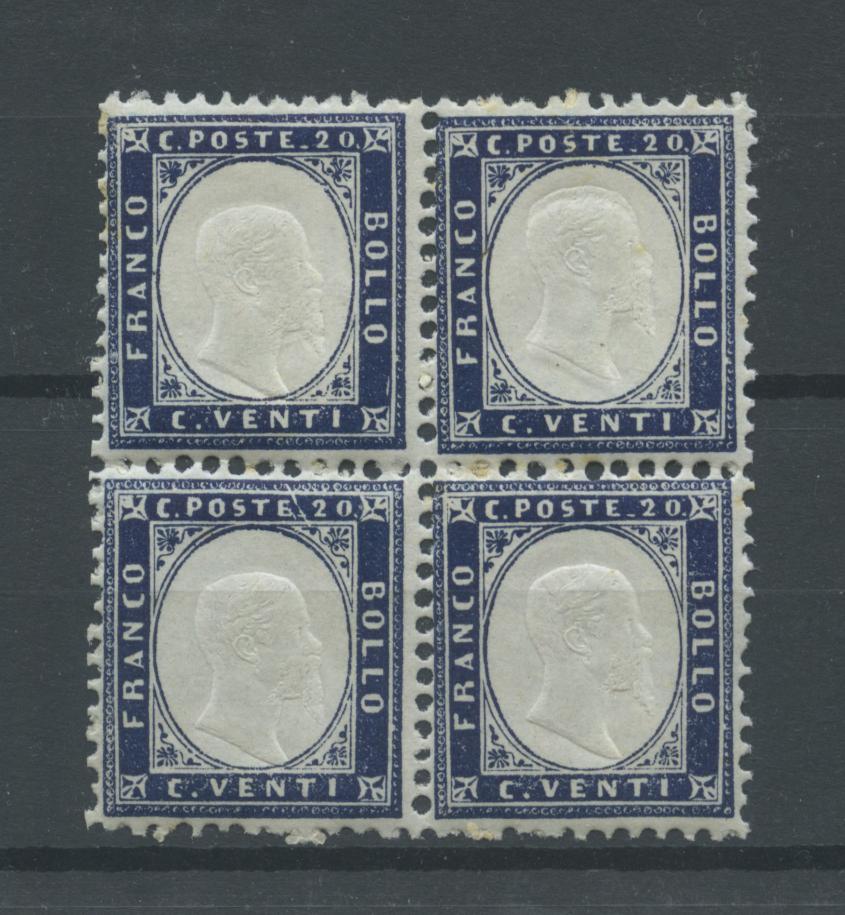 Scansione lotto: REGNO 1862 20C. QUARTINA ** CENTRATO