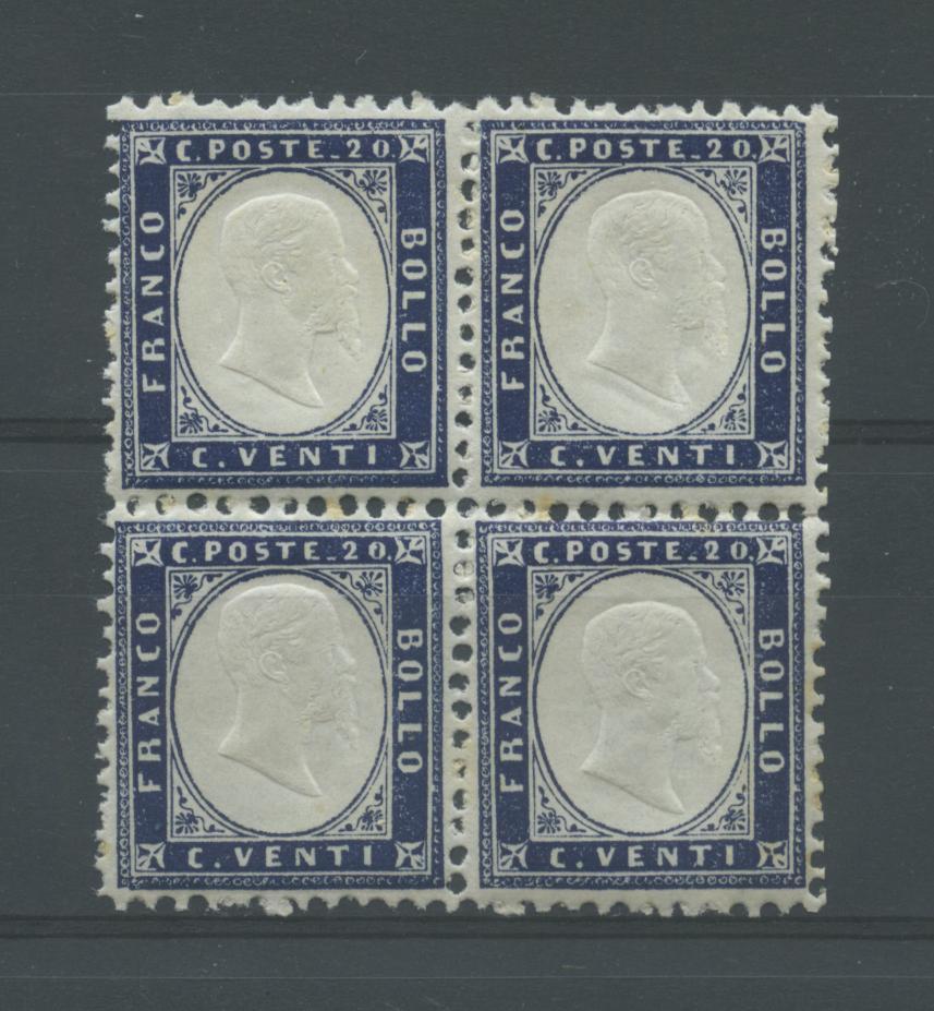 Scansione lotto: REGNO 1862 20C. QUARTINA ** LUSSO