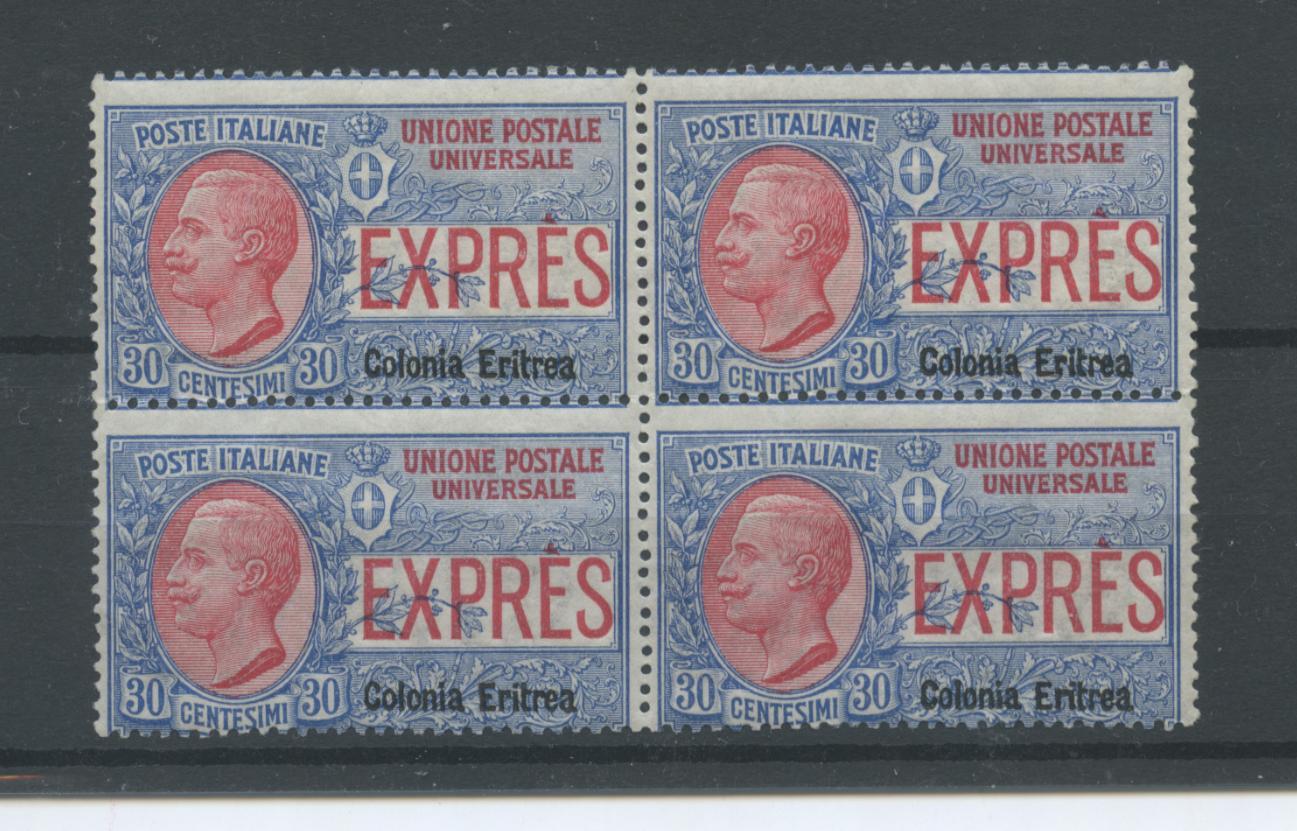 Scansione lotto: COLONIE ERITREA 1907/21 ESPRESSO N.2 QUARTINA **