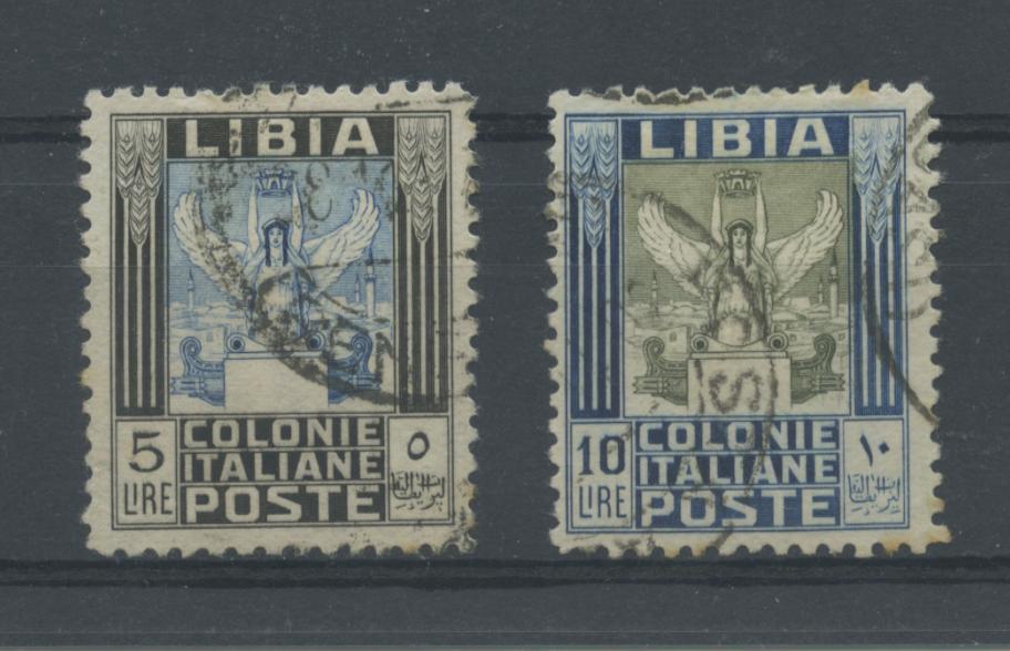Scansione lotto: COLONIE LIBIA 1937 PITTORICA L.5 E L.10 LUX US.  CERT.