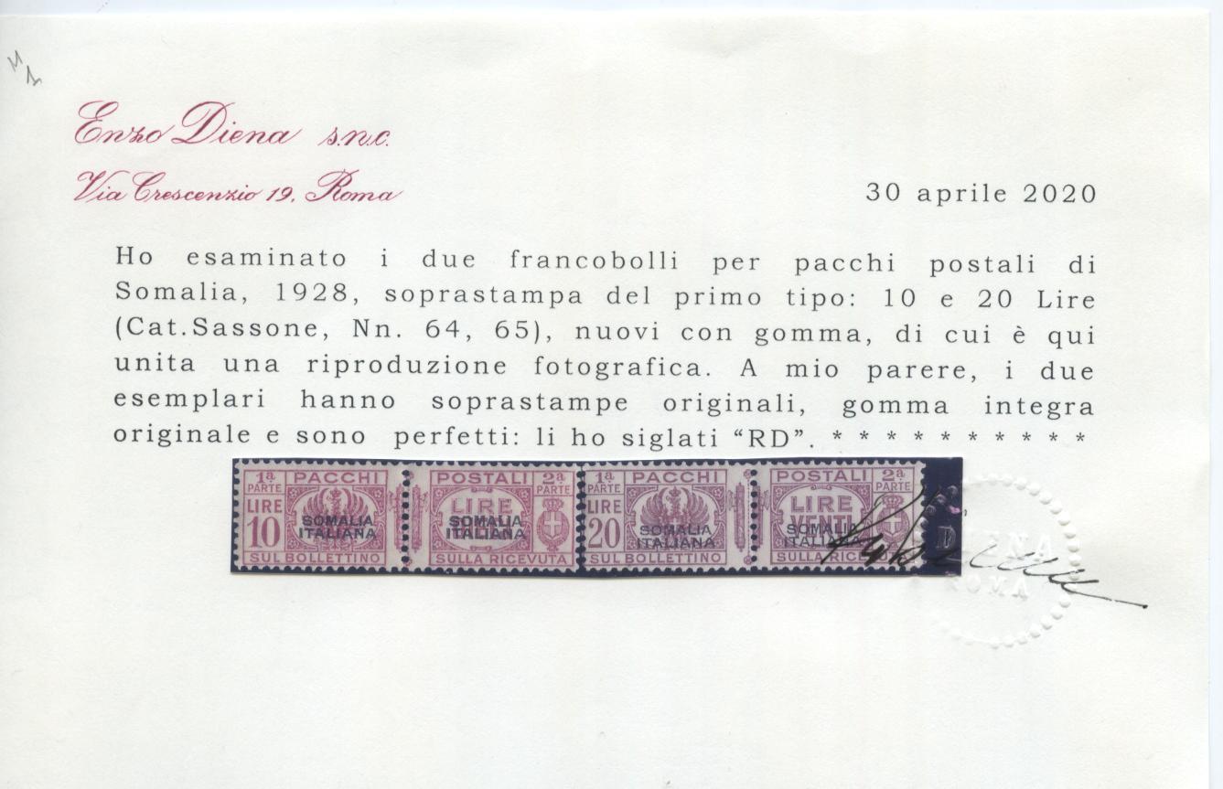 Scansione lotto: COLONIE SOMALIA 1928/41 PACCHI 9V. ** CENTRATO CERT.