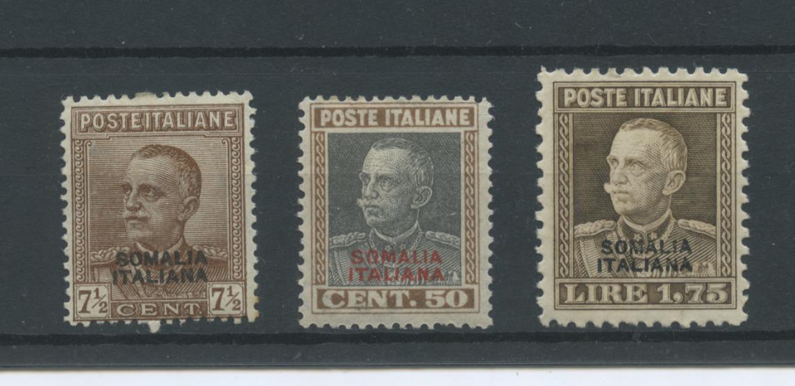 Scansione lotto: COLONIE SOMALIA 1928 SOVR. 3V. 3 * CENTRATO