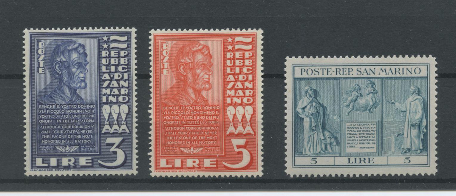 Scansione lotto: SAN MARINO 1937/8 ANNATA CPL. 3V. ** LUSSO