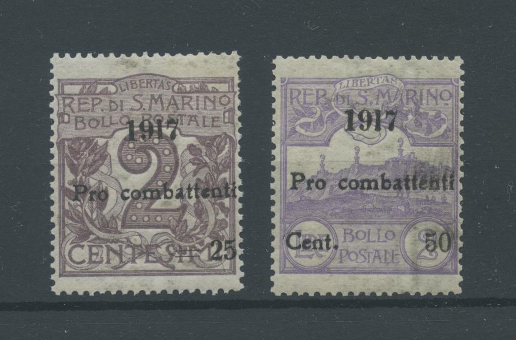 Scansione lotto: SAN MARINO 1917 SOVR. 2V. ** CENTRATO