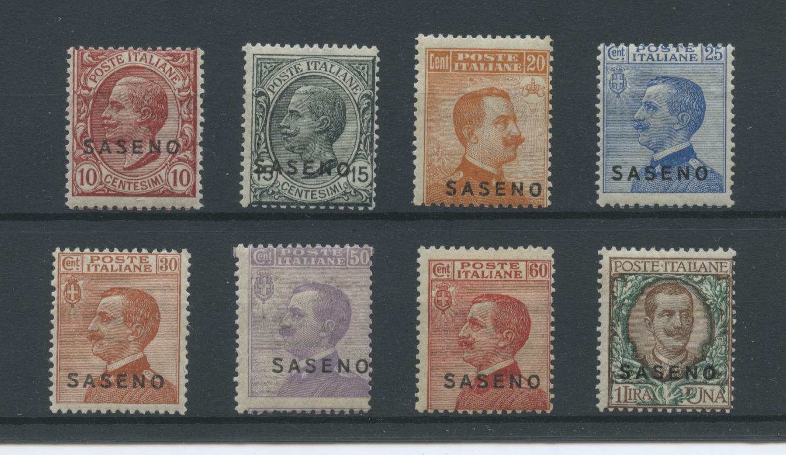 Scansione lotto: COLONIE SASENO 1923 SOVR. 8V. 4 **  CERT.