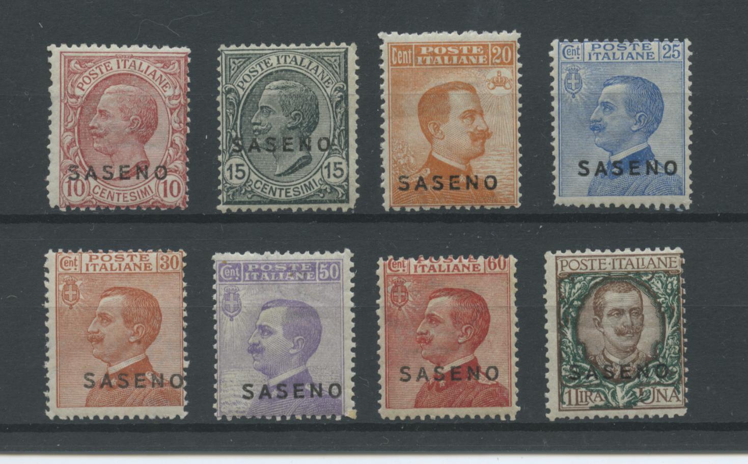 Scansione lotto: COLONIE SASENO 1923 SOVR. 8V. 3 **  CERT.